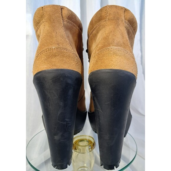 Polo Ralph Lauren Suede Helene Bootie Camel Sz 39 8.5  Platform Lug Chunky Heel - Picture 5 of 16
